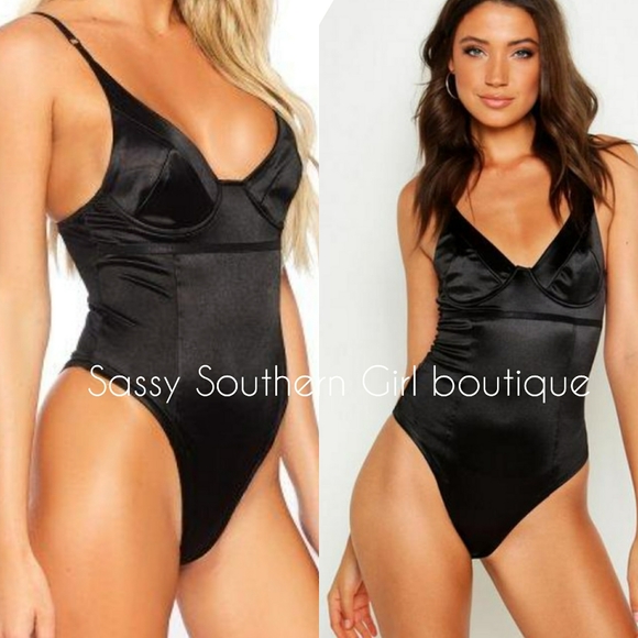 ⭐🆕 Sexy satin balconette corset bodysuit - Picture 1 of 11